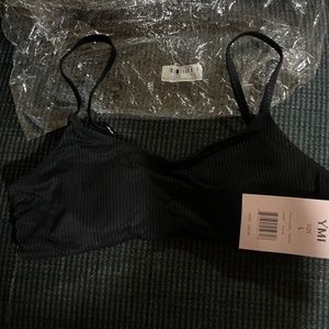 YMI Black bikini top rib knit bralette Large